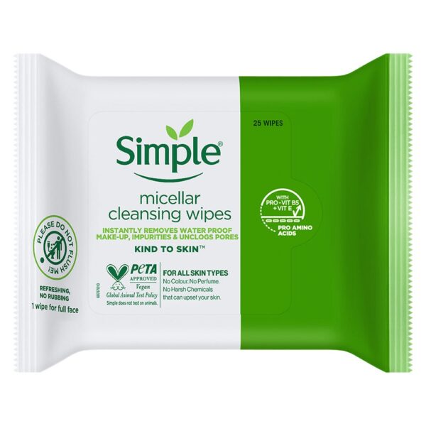 SIMPLE CLEANSING FACIAL WIPES 25 PCS GREEN: